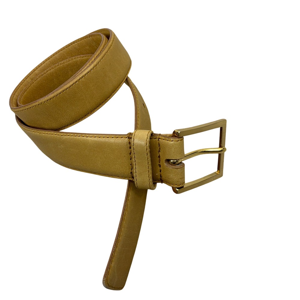 Canterbury Belt Mens 36 Tan Glove Leather Gold Tone Buckle Classic Vtg 1in